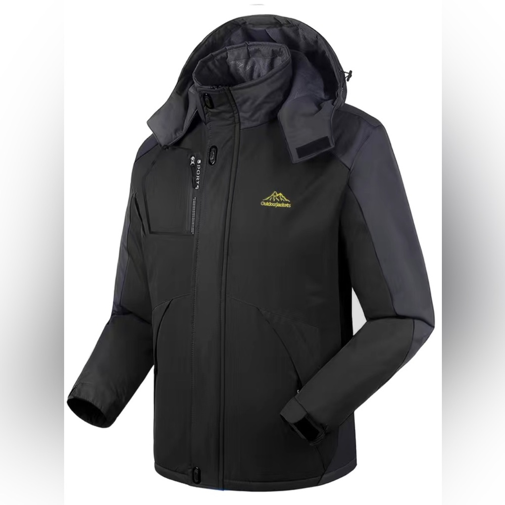 ❌SOLD❌Men's Casual Color Block Thick Hooded Jacket - Picture 2 of 4